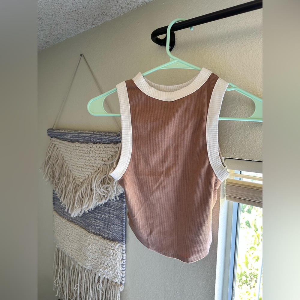 Wild Fable Brown Tank Top with White Trim